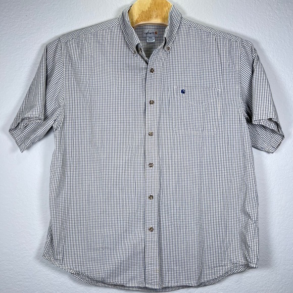 Carhartt Button Down Shirt‎ Short Sleeve Plaid Work Casual Mens XXL - Picture 2 of 6